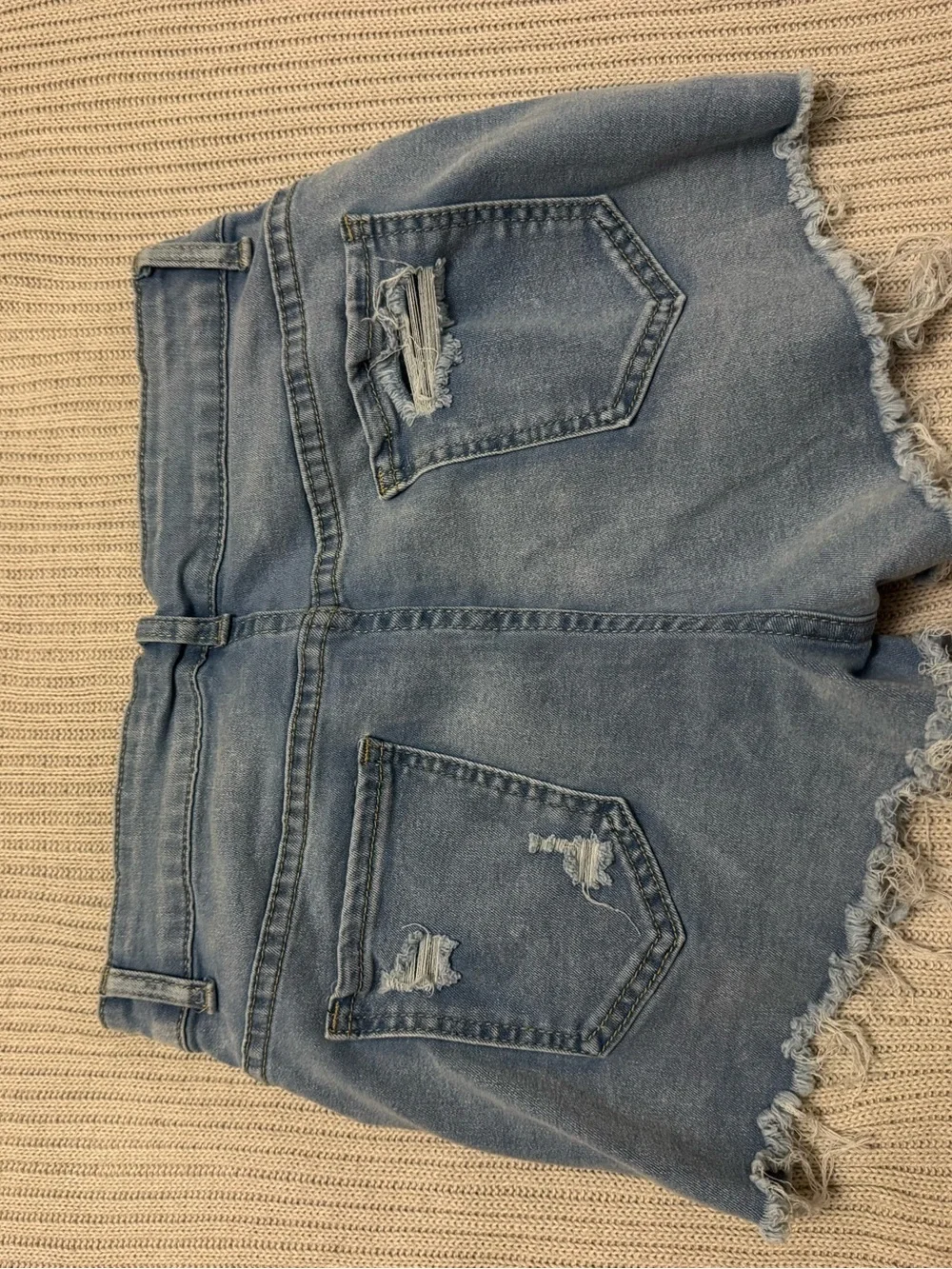 High-Rise Distressed Denim Shorts